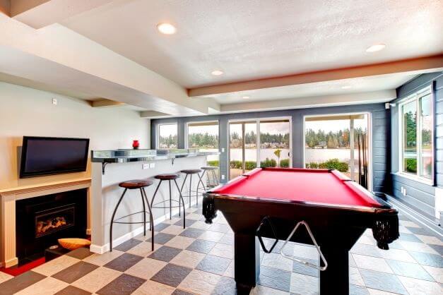 American bar stools in games room
