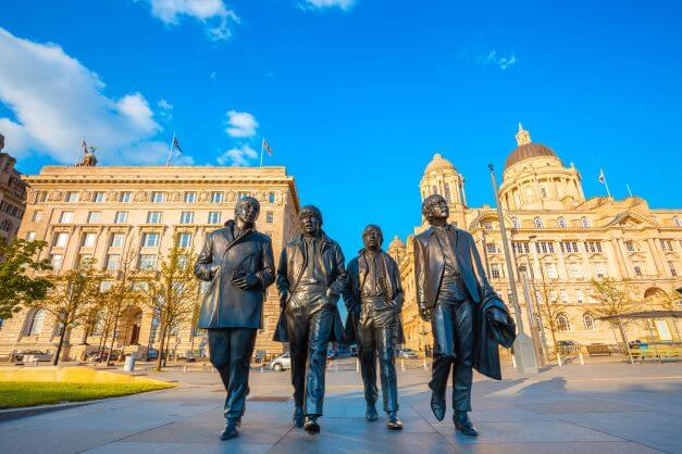 Beatles statue Pier Head River Mersey