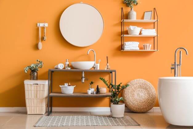 bold orange bathroom
