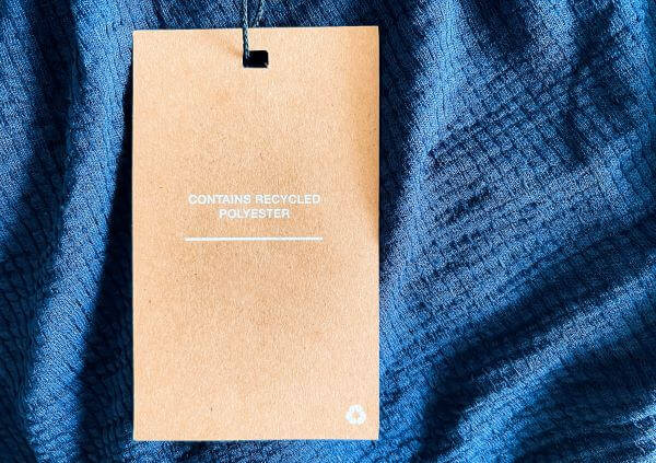 A polyester label on a garment