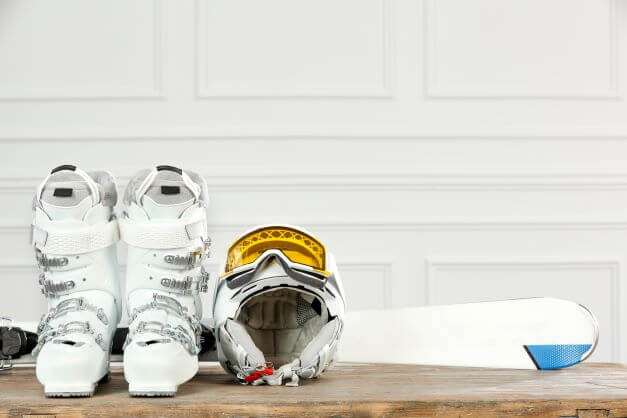 ski boots and helmet