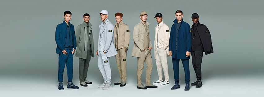 models wearing Stone island jackets