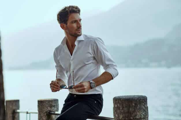 stylish man in white shirt