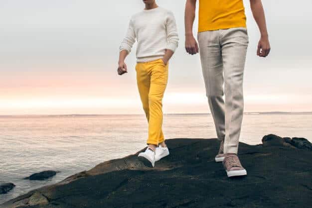stylish men with slacks and shoes