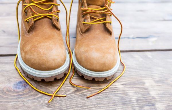 Close up of a pair of classic Timberland boots
