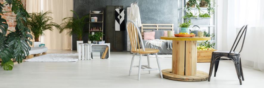 upcycled furniture in room