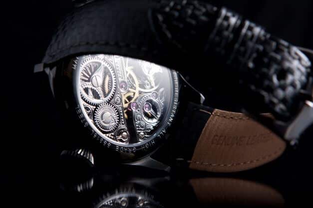 Back workings of a luxury watch