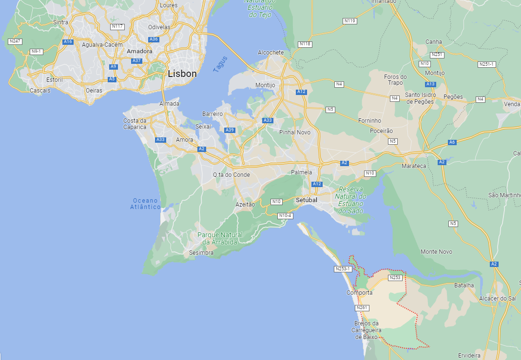 comporta on a map