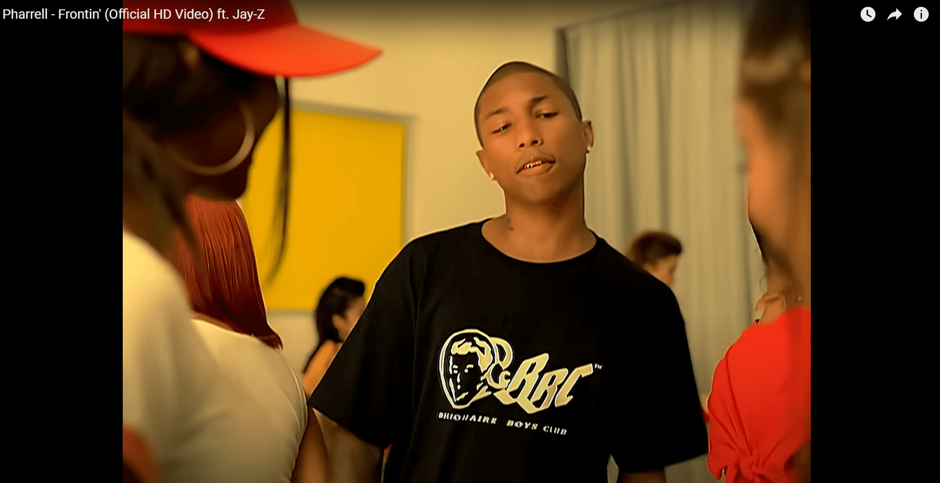 pharrell in BBC in Frontin video