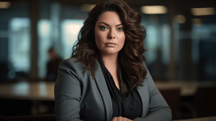 woman wearing blouse and blazer at work